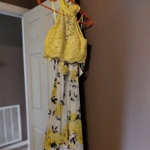 Yellow Floral Prom Dress